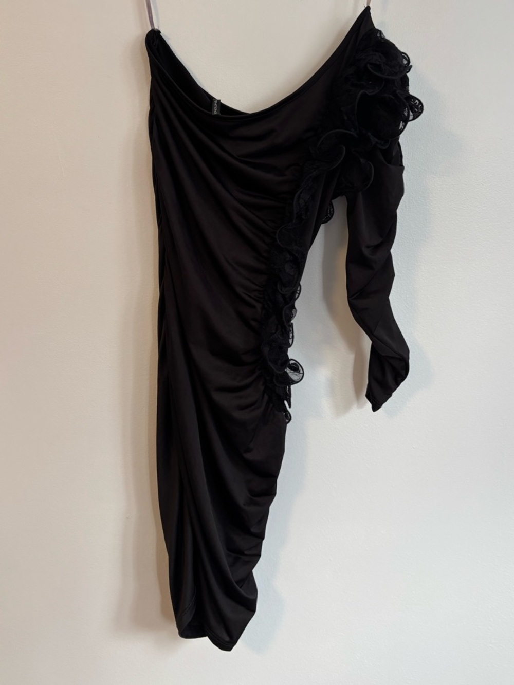 Symphony Black One Puffed Ruffle Sleeve Mini Dress Size Small